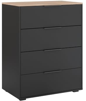 Vicco Sideboard Betti, Anthracite/Sonoma, 80 x 101.9 cm avec 4 tiroirs