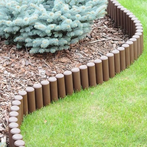 ZenXstore Hochwertige Garten-Abbordung-2,3 Meter - Rasen Rand- Garten Rasen Rand Palisade - Braun oder Grün 10 Stück 2,30m (Grün)