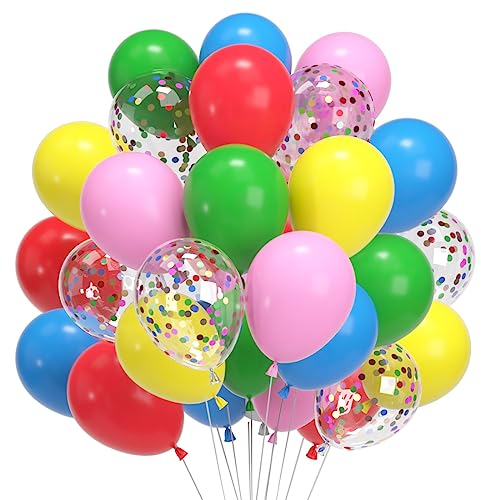 60 Luftballons Bunt, 12” Bunt Konfetti Latex Ballons, Rosa Rot Blau Regenbogen Luftballons, Bunte Helium Balloons für Geburtstag Valentinstag Verlobung Hochzeit Graduierung Feier Party Deko
