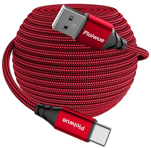 Câble USB C 6M, câble de charge USB C extra long tressé en nylon pour contrôleur PS5 - Câble USB de type C pour Samsung Galaxy S22 S21 S20 S10 S8 Note 10 9 8, PS5, HUAWEI P30 P20, LG V30 V20 (rouge)