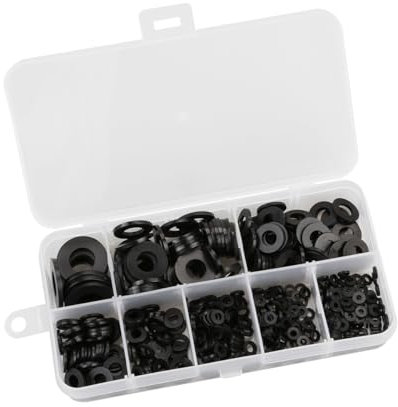 Tabanzhe 500 Pcs Black Nylon Washers Set - Durable and Temperature Resistant Strong Seals Round Washers for Plumbing, Tap, Mechanical Repair(M2-M10)
