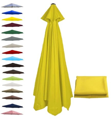 BEEGMA Replacement Parasol Canopy 2.0m 2.50m 2.70m 3.0m Canopy Replacement Top 6 Arms Patio Garden Beach Umbrella Canopy Cover(Color:Yellow,Size:3.0m/10FT)