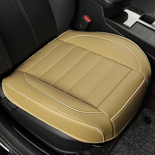 Vankerful Vordersitzbezüge aus Leder, Untersitzbezüge für Autos, Fahrer, Autositzbezug, Luxus-Sitzschoner, für die meisten Fahrzeuge, Limousine, LKW, SUV, 1 Stück (Beige)