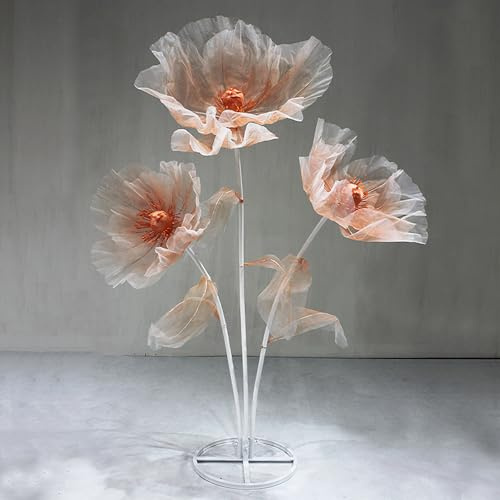 Bubinblau Champagne,A, 170 cm/5,6 Pieds Énorme Décoration de Fleurs en Soie Artificielle, Fleurs de Roses Géantes, Grandes Fausses Fleurs avec Base en Métal, Décor de Fête de Mariage
