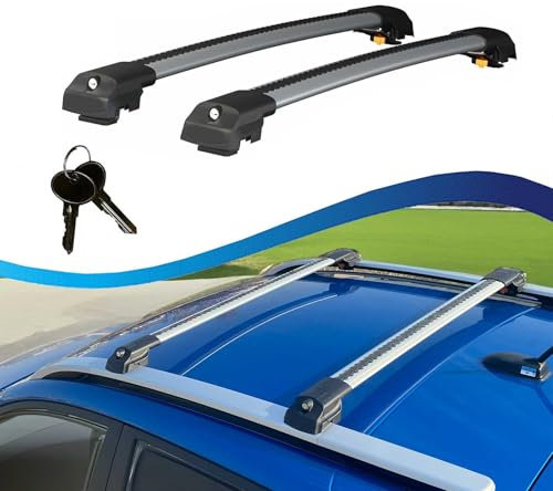 Barre Trasversali Portapacchi per Nissan Qashqai +2 (J10) 2008-2013; Alluminio, Bloccabile Barre Da Tetto, Barre Portatutto - dimensione speciale, 2 Barre - Grigio
