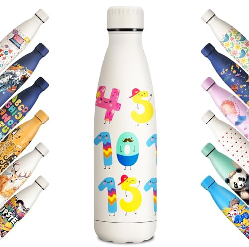 KollyKolla Borraccia Termica Bambini 500ml, Stampa 3D Borraccia Termica, Borracce Termiche, Bottiglia Acqua Senza BPA, Borracce per Bambina, Scuola, Sport, Yoga, Campeggio, Ciclismo