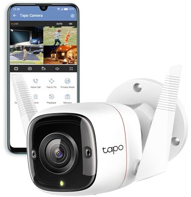 Tapo Wireless Outdoor Security Camera, Weatherproof, flexible installation, No Hub Required, Works with Alexa, 3MP Ultra-High Definition, Automatic Siren, 2-way Audio, SD Storage (TC65)(Renewed)