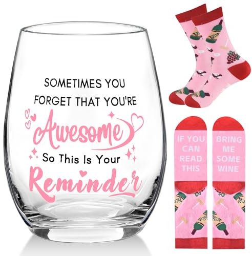 Cadeau personnalisé pour femme - Verre à gin - Cadeau pour elle - Cadeau de remerciement - Chaussettes