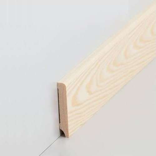 PROVISTON Plinthe en bois massif - 13 x 60 x 2500 mm - En bois de pin clair laqué - À coller, clipser, visser et clouer - 2,5 m - 1 pièce