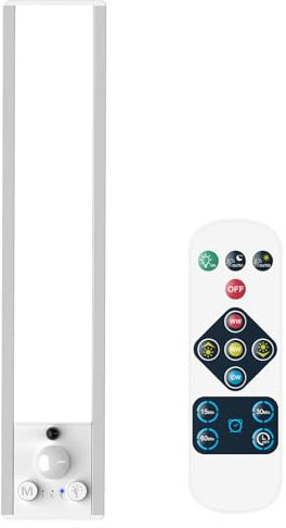 ENUOTEK Luz LED con Sensor de Movimiento, 24CM Luces LED Cocina, Luces Nocturnas de Pasillo Recargable, Iluminacion sin Cables, Se Pueden Cambiar Tres Modos de Iluminación con Control Remoto