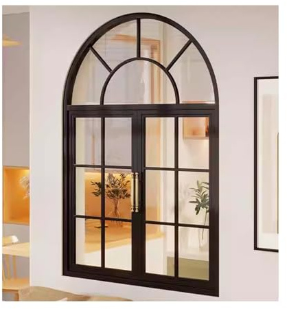 LVLDAWA Ventanas Cobertizo Arco Superior De Montaje Empotrado Ventanas Corredizas El Hogar Manijas, Ventanas Corredizas Horizontales con Mosquitero Vidrio Templado(Black,80X90CM)