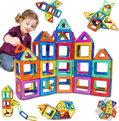 CUBE EMPORIUM Magnetic building Tiles for kids - Magnetic Stem Toy Set - Educational magnetic Shapes for Kids- Construction Toys - Building Tiles for 3+ Childs Preschool gift(70 Pcs)