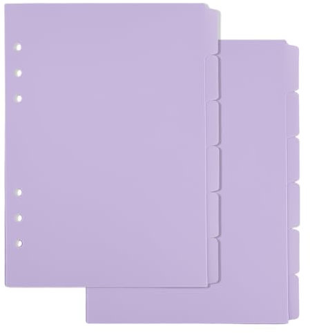 SUPERFINDINGS 2 Set Mit 12 Blättern A5 Register Trennblätter Violette Kunststoff Registerblätter Mit Laschen 6 Ring Registerblätter Trennblätter Mit 6 Laschen Für Planer Und Notizbuch