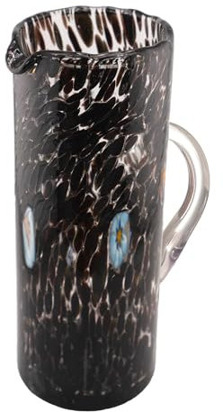 MurArt Krug aus Muranoglas, 600 ml, zylindrische Form, Höhe 22 cm, verziert mit handgearbeiteten Murrine, hergestellt in Italien