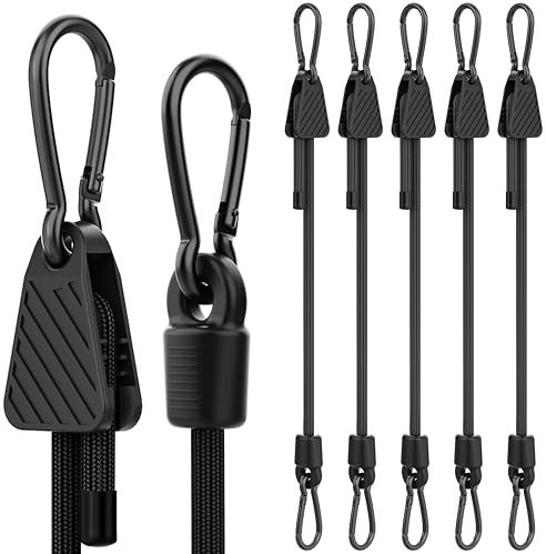 Bungee Cords with Hooks, Upgrade 150cm Adjustable Bungee Cords with Carabiner Hooks, Easy to Adjust from 18 to 150 cm Elasticity UV-Resistance Bungee Straps Heavy Duty for Bike, Cargo, 6 Pack