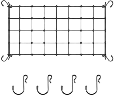 Grow Tent Net, Black Climbing Net Greenhouse 120x60 cm, Elastic Climbing Net for Climbing Plants, Plant Pressure Net, Scrog Net for Garden, Balconies, Yard, Gardening with 8 Hooks