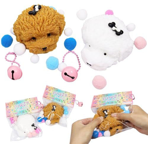 Squishy Hund, 2 Stück Squeeze Toy Hund, Squeeze Spielzeug, Süße Welpen Squishy Toy, Anti Stress Spielzeug Bälle, Stressball Quetschball Stressabbau Spielzeug für Kinder und Erwachsene