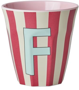 ReWu Rice Melmain Tazza Medio Ragazzi – Lettera F – Tazza per bambini – Bicchiere da campeggio – stoviglie in melamina, infrangibile, senza BPA, 250 ml