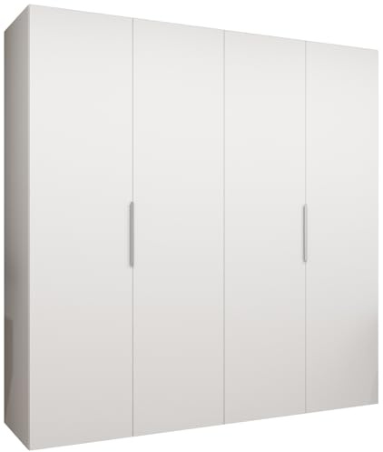 MEBLE KRYSPOL - Kleiderschrank - Drehtürenschrank - Schrank 200x202x52cm - Moderner Garderobenschrank Schlafzimmer, Flur, Jugendzimmer - Farbe Weiß, Griff Kaschmir - Marbella 1 200