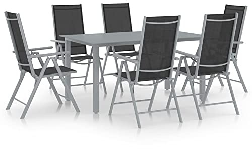 Festnight Gartenmöbel Set 6 Personen Verstellbar Gartenmöbel Set 6 Stühle mit Tisch Terrassenmöbel Sitzgruppe Outdoor Gartentisch mit Stühlen Set Aluminium Garten Essgruppe mit Hochlehner