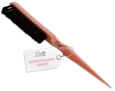 Pretty London – Backcombing Hair Brush with Tail Comb – Triple-Row Teasing & Slick Back Brush for Sectioning & Root Lift – Sleek & Smooth Hair Styles for Women – 1 Pack