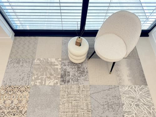 Shuffle it Shades of Japandi Beige | Selbstliegenden Teppichfliesen | 50x50cm | 4m2 = 16 stück