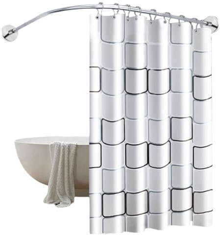 Serenitison Barra Cortina Ducha Curva,Barra para Cortina de Ducha en L de Acero Inoxidable,Barra de Cortina de Ducha para Bañera de baño,Antioxido,para Esquina de Baño,Duchas,Tiendas de Ropa