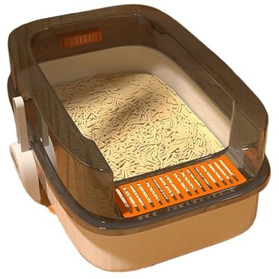 Cat Litter Box Sifting Cat Litter Box with Scoop for Kittens, Open Litter Box with High Sides, Small Pet Toilet Travel Litter Pan for Kitty and Thiny Cats Anti-Leakage Easy Cleaning(Gris)