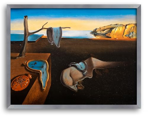 Salvador Dalí Kunstdruck „Die Beständigkeit der Erinnerung“ – 60x80 cm MDF Wandbild mit kräftigen Farben – inkl. Rahmen in Alu geschliffen (64x84 cm) – aufhängfertig – Reproduktion Made in Germany