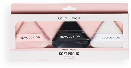 Revolution Soft Focus Powder Puff Trio, Makeup Pads For Loose Powder, Precise Application, Vegan