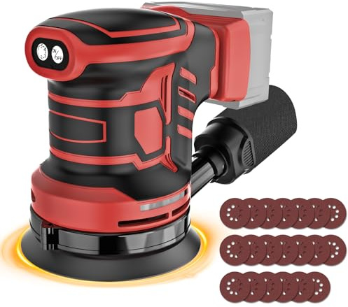 Ponceuse orbitale pour batterie Mil-waukee 18 V, ponceuse sans fil sans balais de 12,7 cm avec 6 vitesses variables de 9700 à 19 000 tr/min, 20 disques abrasifs et collecteur de poussière, ponceuse