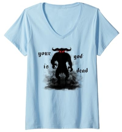 Womens Devil Satan Nine Metalhead Comic Con Inch Lucifer Hell Nails V-Neck T-Shirt