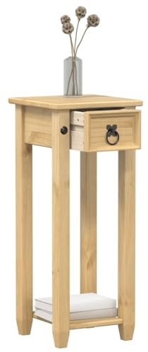 HaoChrymec Pflanzenständer Corona aus Massivholz Kiefer, Holzregal mit Schublade, Outdoor und Indoor Deko, Blumenregal für Balkon, 30 x 30 x 73 cm