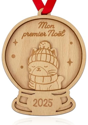 ERNESTINE - Boule Mon Premier Noël bébé - Boule de Noël personnalisée Premier Noel - Ornement personnalisée pour Noel - Cadeau de Naissance personnalisé - décoration Sapin Artisanale en Bois