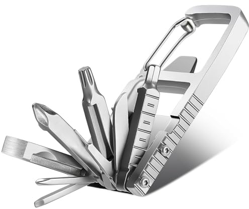 Uadme 12-in-1 Stainless Steel Multitool Keychain | Includes Screwdriver Bit, Bottle Opener, Outdoor Repair, Gift for Men, Lightweight
