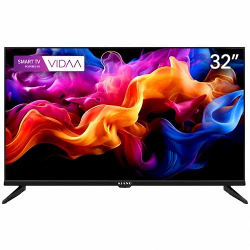 KIANO Televisore 32 Pollici Smart TV Elegance – HD Ready – VIDAA – WiFi – LED – Dolby Digital Plus – PVR USB – Triplo Tuner DVB-T2/S2/C – 3 HDMI – Design senza cornice