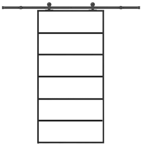 Genérico Puerta corredera con herrajes 102x205 cm ESG Vidrio y aluminio-3332832