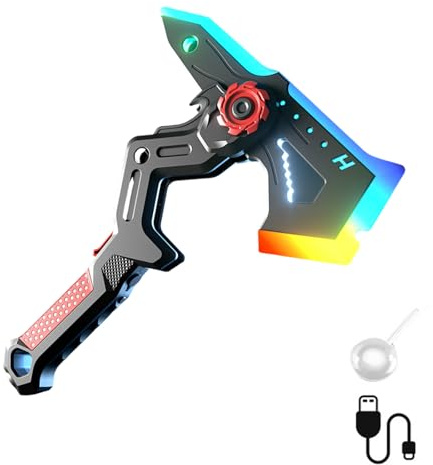 Uqezagpa Dynamic Double Mode Transforming LED Axes Toy with Fog Detail and Sound Effect for Kids Role Play Cool Glowing Axes with Sound Effect