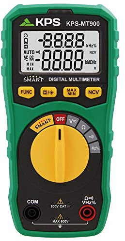KPS-MT900 Multímetro Digital SMART 6000 Cuentas – Reconocimiento Automático, Tensión AC/DC 600V, NCV, Frecuencia, Autoescala – CAT III 600V
