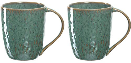 Leonardo Matera Keramik-Tassen 2-er Set, spülmaschinengeeignete Kaffee-Tassen, 2 mikrowellenfeste Tee-Tassen, Becher mit Glasur, grün 430 ml, 026991