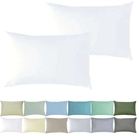 P'tit Basile - Kissenbezug 35x40 cm - Set mit 2 Kissenbezügen Für Babywiege - Weiß - 100% Bio-Baumwolle 57 Fäden/cm² ohne schädliche Substanz - Für Kinder Bett 60x120 70x140 cm