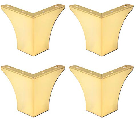 Geesatis - Accessoires de pieds de meubles - Pieds de canapé en métal - Design minimaliste - Pour canapé, table basse, meuble TV, pieds dorés, avec vis de montage 10 cm / 4 inch