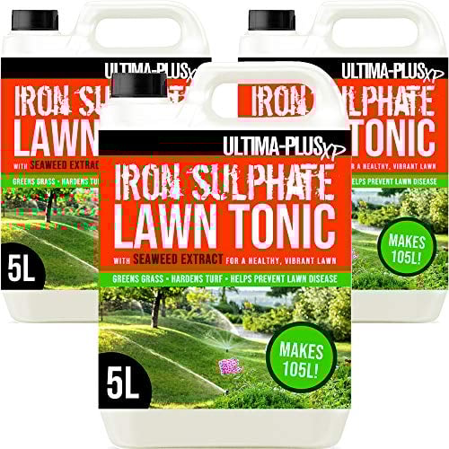 Ultima-Plus XP Iron Sulphate Lawn Tonic Liquid Fertiliser with Seaweed Extract - Provides Greener Grass and Hardens Turf (15 Litres)