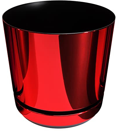 KORAD Pot de Fleur - Rouge Brillant 21 cm - Pot de Fleur avec Trous de Drainage et Soucoupe intégré, Pot de Fleur et de Plante décoratif pour l'intérieur DEKOR 21/083