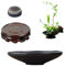 WANDIC Blumen-Frosch-Set, konische Ikebana-Blumenvase mit 6 cm Ikebana Kenzan Blumenfrosch und 12 cm Holzsockel für Blumenarrangements, Kunst, schwarz gepunktet