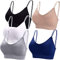 BQTQ 5 Stücke Bralette Damen V Hals Cami BH Schlafen Bralettes für Frauen(Schwarz, Weiß, Grau, Beige, Marineblau) XXL