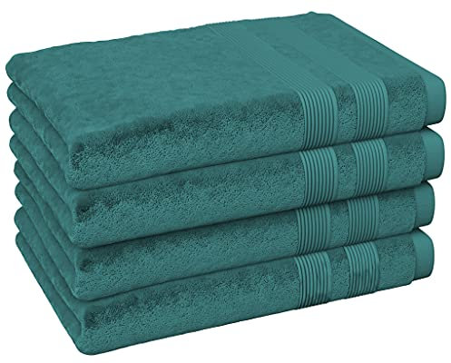 Vozbi Kingfisher Hand Towels (4-Pack) | 50 x 85 cm | 100% Cotton, Super Absorbent, Lightweight, Soft & Ultra Compact