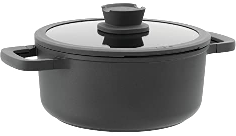 BergHOFF Stone Suppentopf mit Antihaftbeschichtung, 25,4 cm, 4,6 qt, Glasdeckel, fernogrün, ungiftige Beschichtung, kühlbleibender Griff, Silikonabdeckung, Löffelablage, Induktionskochfeld bereit