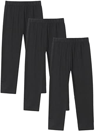 Dybker Mädchen Leggings Baumwolle Hosen Stretchige Lang Kindergamaschen 3er-Pack Schwarz 116