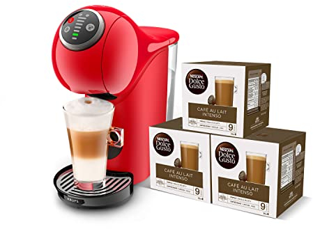 Krups Genio S Basic - Cafetera de cápsulas, capacidad 0.8 L, bebidas frías o calientes, modo Eco, pantalla táctil, 4 ajustes temperatura, compatible con Nescafé Dolce gusto, Pack 48 cápsulas